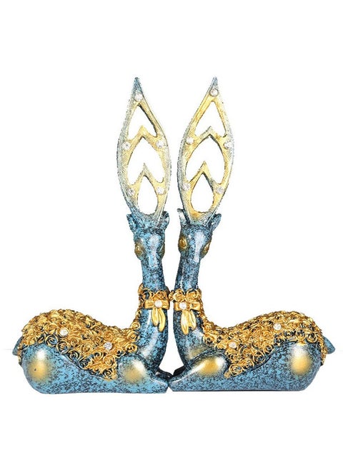 2 Pack Resin Deer Ornament Resin Deer Statue Sculpture Home Desktop Cabinet Ornaments Decoration ,Add a Touch of Elegance to Your Home(Blue)