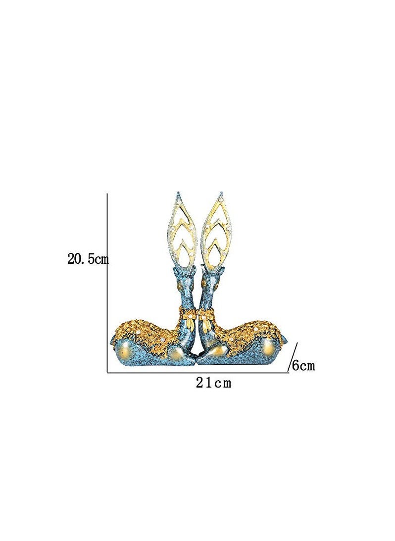 2 Pack Resin Deer Ornament Resin Deer Statue Sculpture Home Desktop Cabinet Ornaments Decoration ,Add a Touch of Elegance to Your Home(Blue)