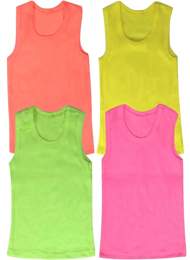 ToBeInStyle Girls' 4 Pack Ribbed Tank Tops - Neon - 3-6 Months - Image 1