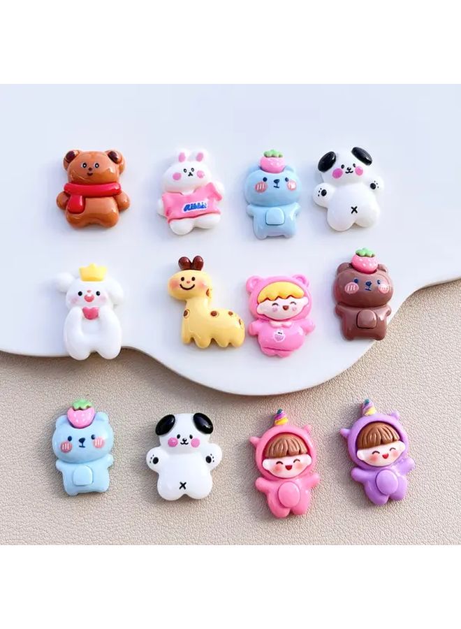 10pcs Cartoon Animal Resin Charms Flat Back Fantasy Creatures for Jewelry Making Scrapbooking Embellishments - Image 1
