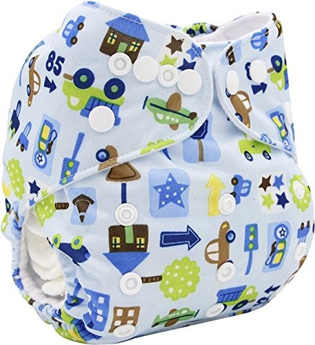 Mummamia Baby Reusable Pocket Cloth Diaper with 2 Microfiber 4Layer Nappy Inserts - Blue House - Image 5