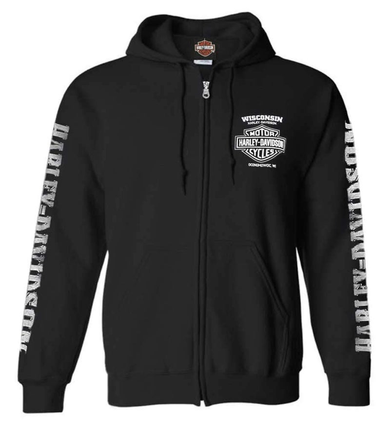 HARLEY DAVIDSON Harley-Davidson Men's Lightning Crest Full-Zippered Sweatshirt, Black (5XL) - Image 1