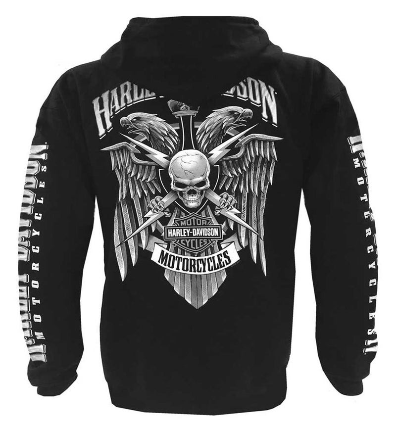 HARLEY DAVIDSON Harley-Davidson Men's Lightning Crest Full-Zippered Sweatshirt, Black (5XL) - Image 2