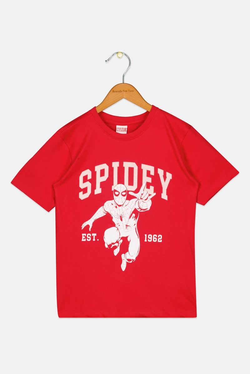 MARVEL Spiderman Kids Boy Short Sleeve T-Shirt, Red - Image 3