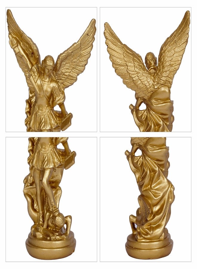 Dlfghos San Miguel Arcangel Statue of St. Michael, 5.2in Small Gold Angel Sculpture for Christian Catholic Collection - Image 4
