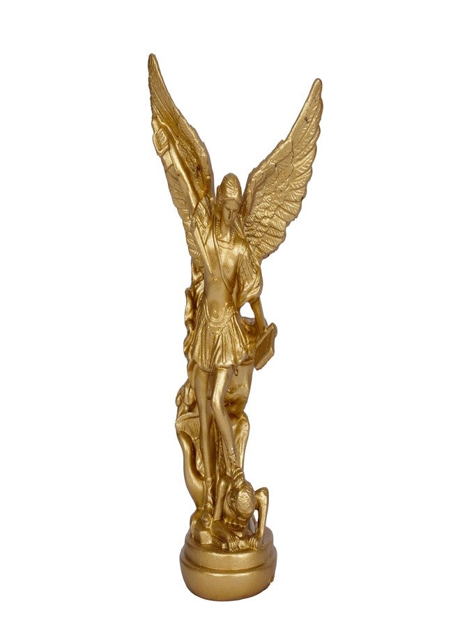 Dlfghos San Miguel Arcangel Statue of St. Michael, 5.2in Small Gold Angel Sculpture for Christian Catholic Collection - Image 1