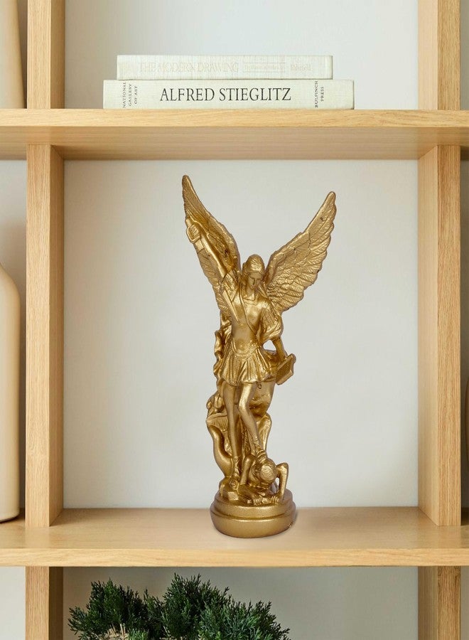 Dlfghos San Miguel Arcangel Statue of St. Michael, 5.2in Small Gold Angel Sculpture for Christian Catholic Collection - Image 5