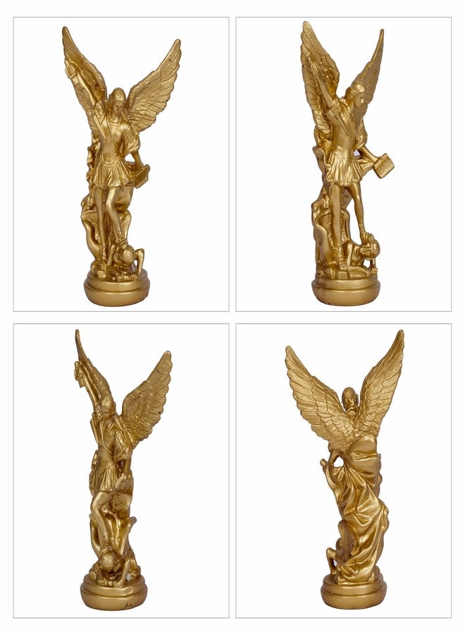Dlfghos San Miguel Arcangel Statue of St. Michael, 5.2in Small Gold Angel Sculpture for Christian Catholic Collection - Image 3