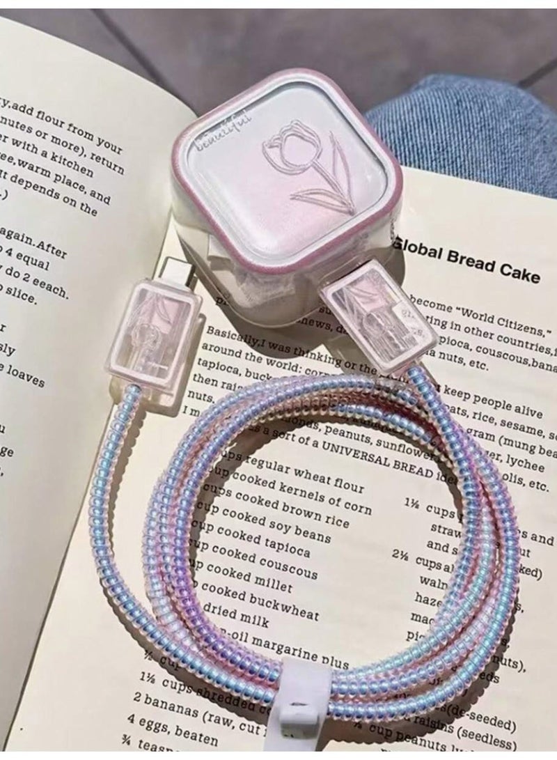 اتش بي ار تي حافظة حماية للشاحن 3 قطع، واقي كابل TPU بتصميم قطة سوداء لطيفة بنجوم، متوافقة مع شاحن iPhone 18W و20W (قابس بريطاني)، طقم حماية للشاحن وكابل البيانات - Image 4