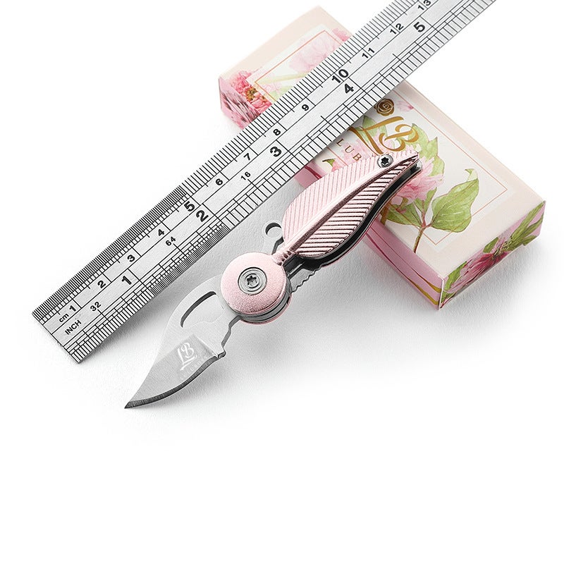 Mini Folding Knife: Durable Material - Multi-functional Design Creative Feather Detail for Everyday Carry, Indoor Outdoor Use and Girls - Image 2