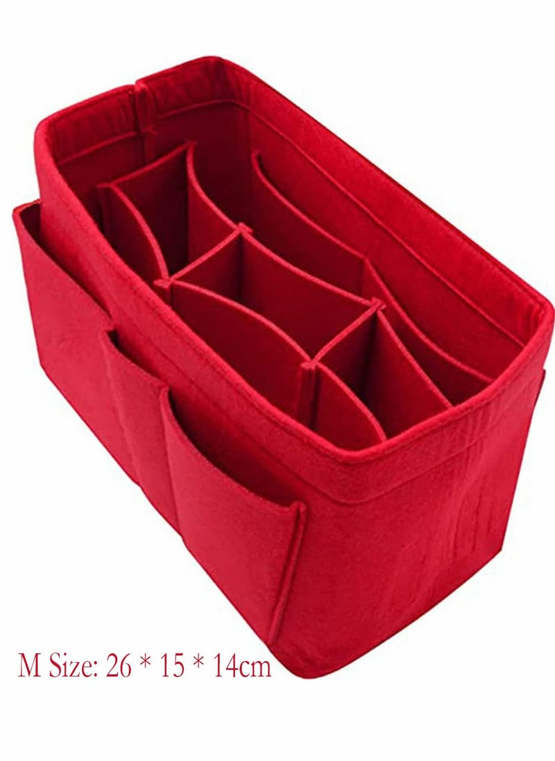 SYOSI Purse Organizer Insert, Women Felt Bag Organizer Insert, Multi-Pocket Bag in Bag for Womens Handbag Travel Tote Hobo Bag Storage Purse Liner Divider for Any Brand Tote, Red, M Size  - Image 5