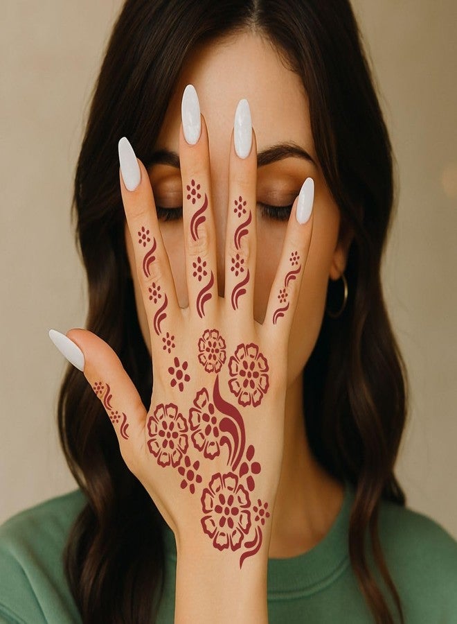 VANVATI Vibrant Combo Mehndi Stencil Stickers for Traditional Beauty for Girls and Women Palm, and Finger Design Sticker Pack of 2 - Image 4