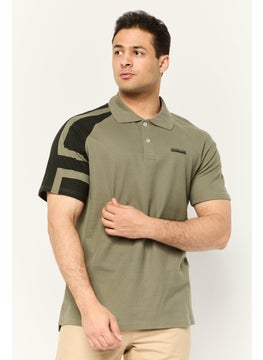 Men Regular Fit Short Sleeve Brand Polo Shirt, Olive