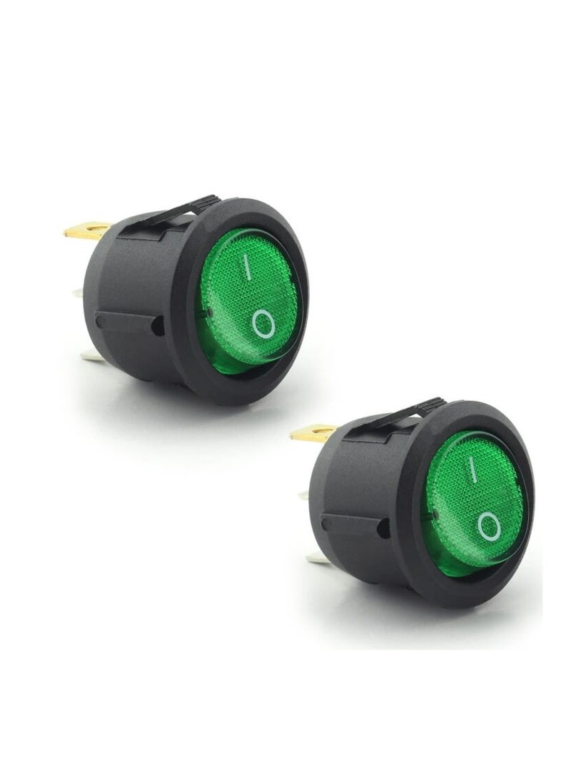 KNP KCD2 6A 250V Green ON-OFF Round Switch is a compact and robust switch designed for straightforward on/off control in various electrical applications Featuring a green actuator it offers clear visibility for operation status making it suitable for a range of devices and equipment where an intuitive control interface is necessary.
