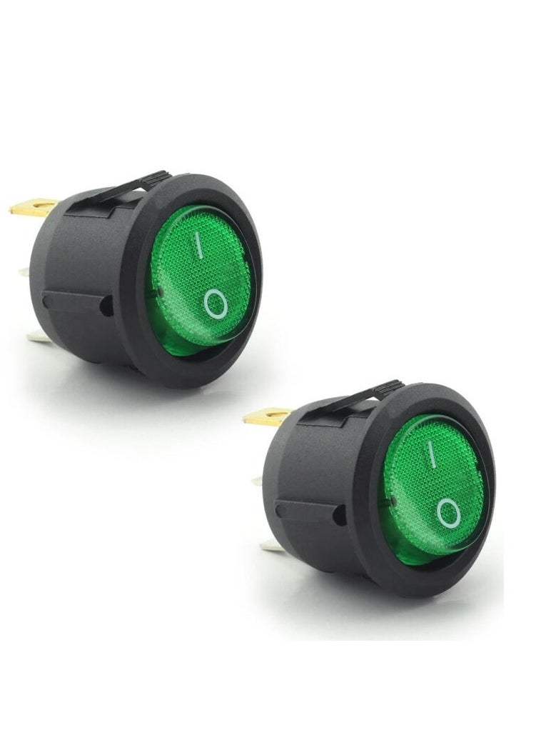 KNP KCD2 6A 250V Green ON-OFF Round Switch is a compact and robust switch designed for straightforward on/off control in various electrical applications Featuring a green actuator it offers clear visibility for operation status making it suitable for a range of devices and equipment where an intuitive control interface is necessary.