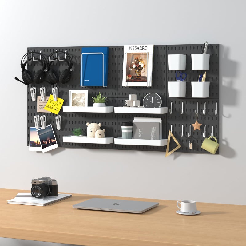 VEOFEMLEA Pegboard Combination Kit, 8 Peg Boards and 30 Accessories Modular Hanging Black Pegboard for Wall, Office Organizer, Keys Holder, Nursery Storage, 44"x22" - Image 2