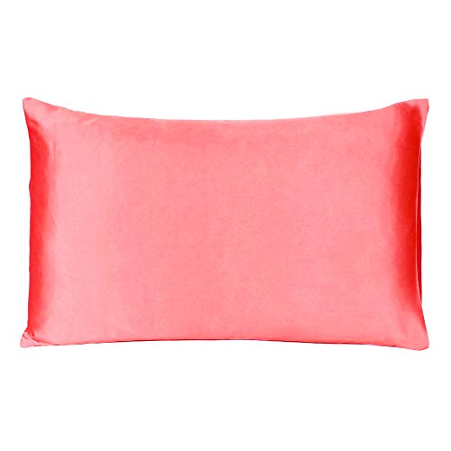 Oussum Satin Silk Pillowcase Pillow Case Covers with Envelop Closure for Hair and Skin Home Bed Decor Set of 2 Pillowcase Free 3 pcs scrunchies (Lumbar, Parasite Pink) - Image 4