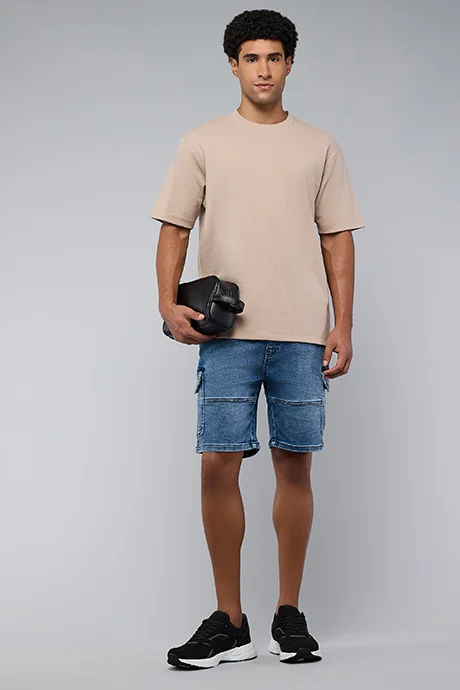 R&B Textured T-Shirt with Crew Neck and Short Sleeves