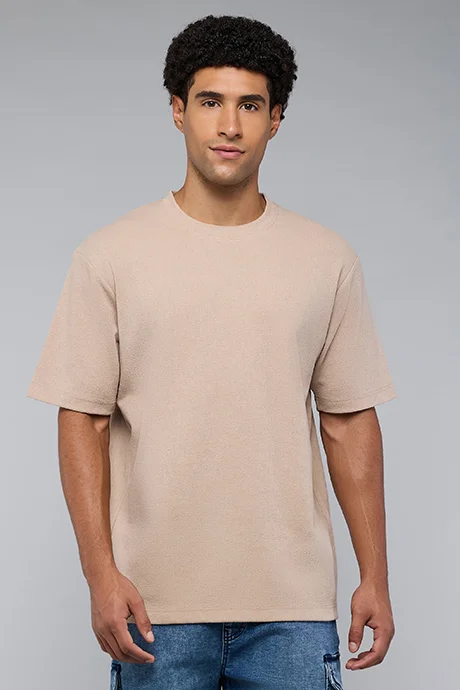 R&B Textured T-Shirt with Crew Neck and Short Sleeves