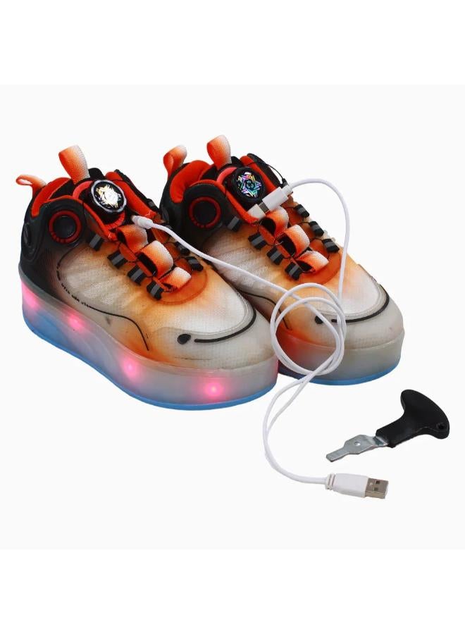 Unisex LED Leather Sneakers with Wheels - Image 2