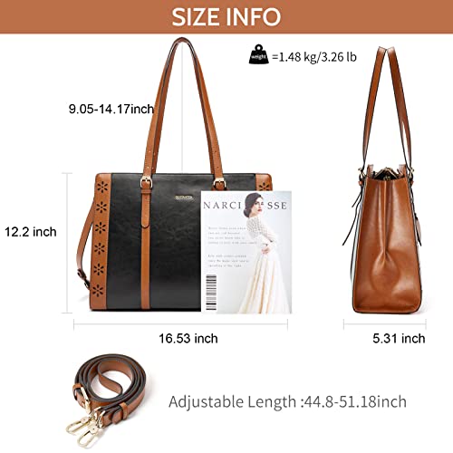 BOSTANTEN Laptop Bag for Women 15.6 inch Computer Leather Briefcase Vintage Work Tote Handbag - Image 3