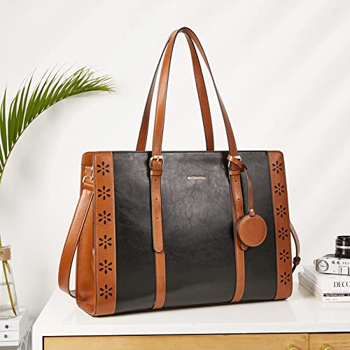 BOSTANTEN Laptop Bag for Women 15.6 inch Computer Leather Briefcase Vintage Work Tote Handbag - Image 2