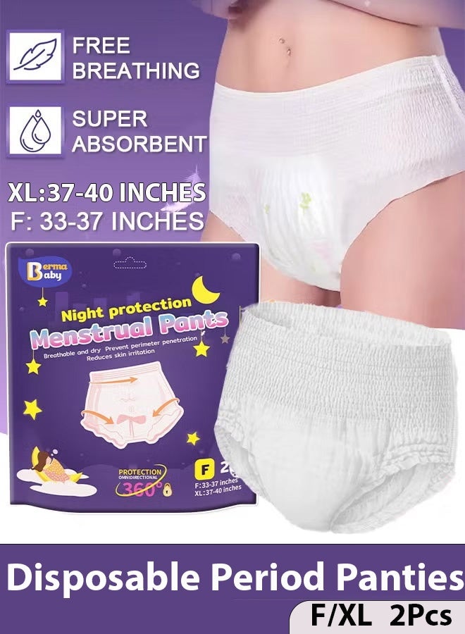 360-degree leak-proof design, breathable and soft fabric, disposable menstrual pants, 2-pack, F/XL, ultra-thin and breathable, large size, soft and skin-friendly - Image 1