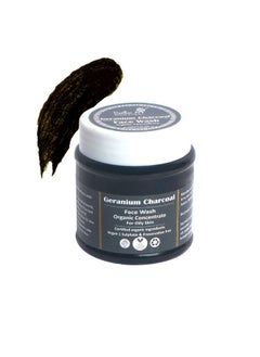 Rustic Art Geranium Charcoal Face Wash Concentrate | For Oily Skin | Deep Cleanses Pores, Reduces Blackheads & Whiteheads | 125 Gm  - Image 1