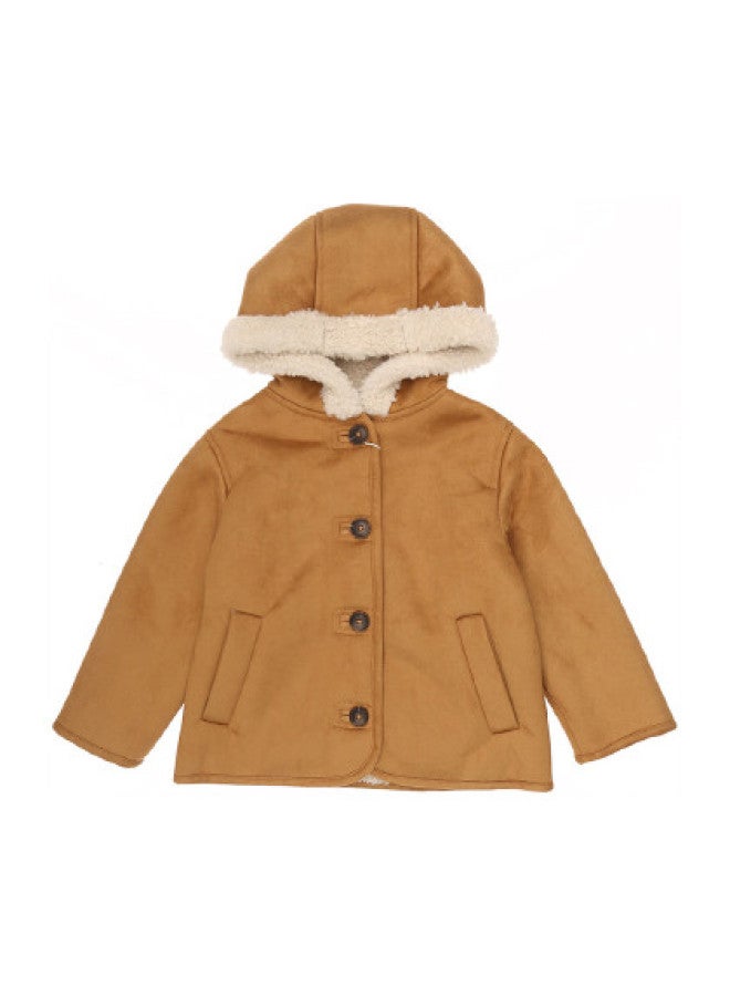 Zara kids' British Retro-style Soft Fleece-lined Hooded Cardigan Jacket - Image 1