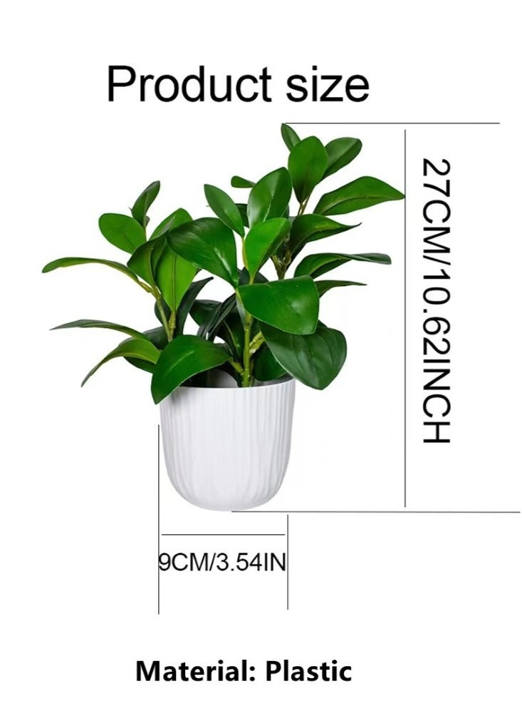 Kutis 1-Piece Simulation Potted Decorative Artificial Bonsai Plant Green Leaf Home Bedroom Living Room Desktop Decoration Green/White 9x27 cm  - Image 4