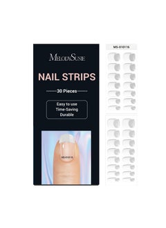 30Pcs Semi Cured Gel Nail Strips (White French)- Works With Nail Lamp, Salon-Quality, Long Lasting, Easy To Apply & Remove - Includes 2 Prep Pads, Nail File & Wooden Stick - pzsku/Z0CF07C6C0576016404B7Z/45/_/1734437946/9e74e7bc-2244-4235-bb8f-3e041d6a12a2