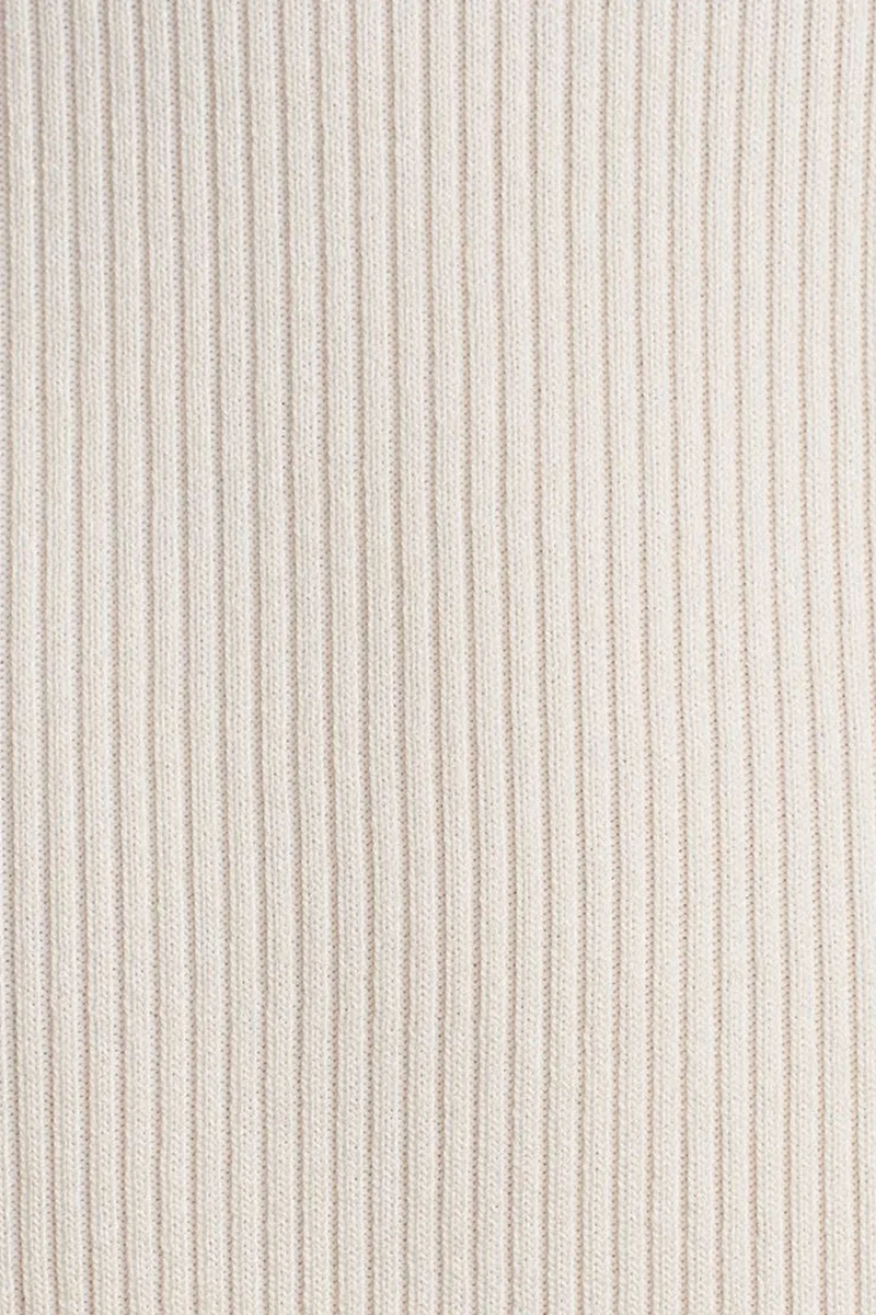 Dilvin Cream Natural DILVIN Ribbed Halter Midi Bodycon Dress for Women | Best Price UAE