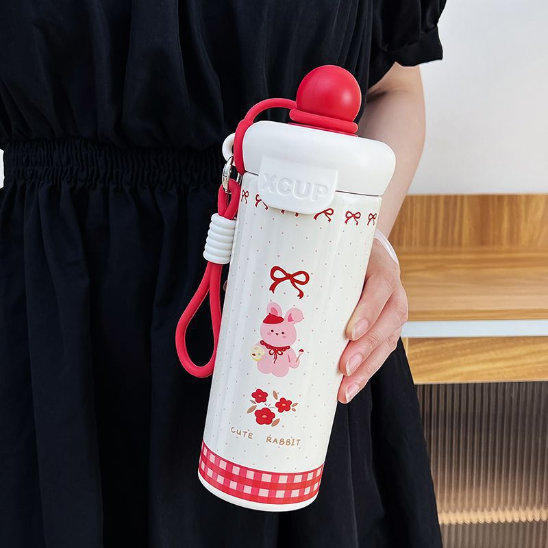 Large Capacity 316 Stainless Steel Vacuum Flask with Floating Ball Lid - Cute Portable Cup for  Women