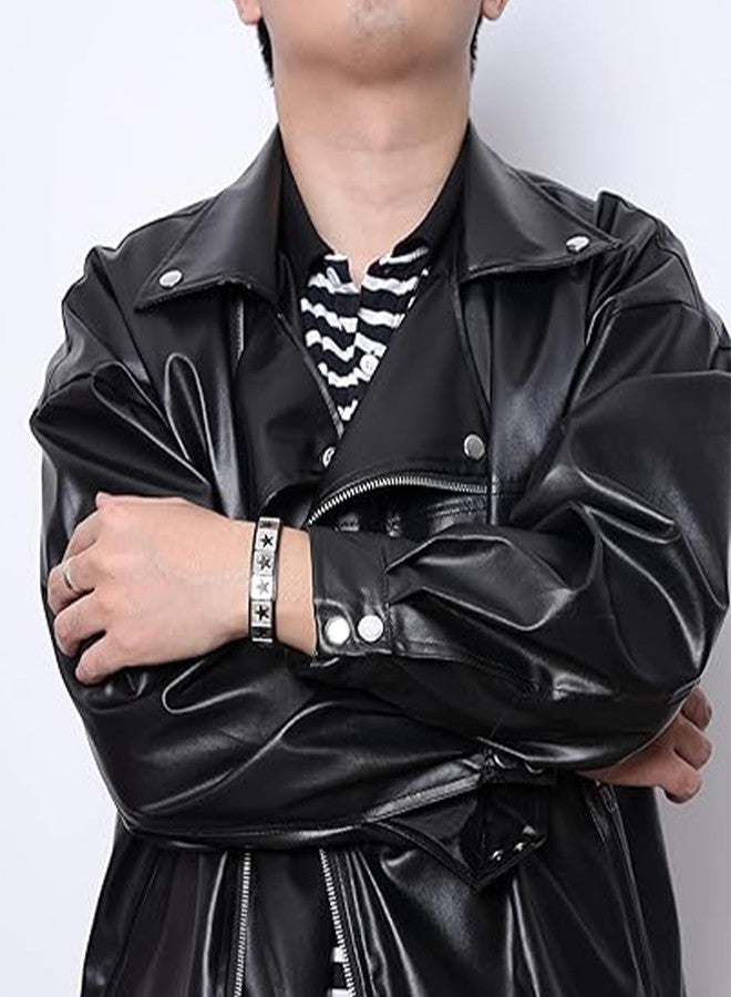 Vihaanta 3PCS Gothic Jewellery, Leather Bracelet, Punk Bracelet, Ideal for Gothic Themed Parties and Rock Concerts, Punk Style Accessories for Edgy Fashion - Image 4