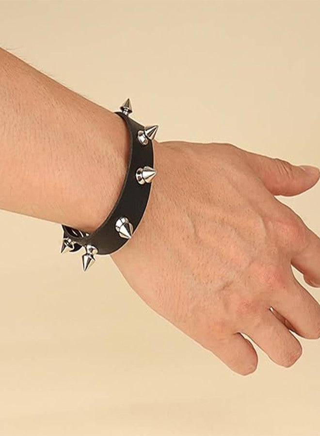 Vihaanta 3PCS Gothic Jewellery, Leather Bracelet, Punk Bracelet, Ideal for Gothic Themed Parties and Rock Concerts, Punk Style Accessories for Edgy Fashion - Image 3
