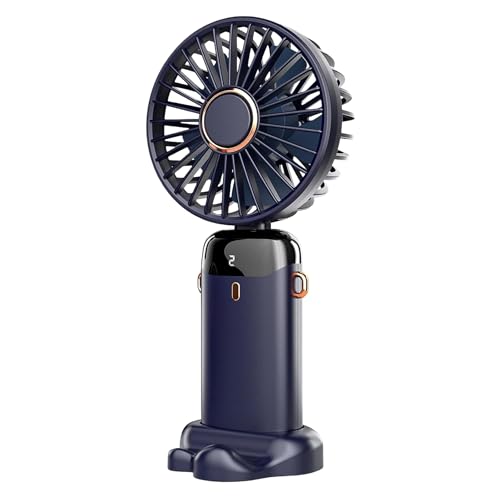 Wisely Multifunctional Handheld Fan with Digital Display – Rechargeable USB Mini Fan with 5-Speed – Silent, Portable Desk Fan for Makeup Girl Women Travel, Office, Home – Personal Cooling Fan, Blue - Image 1