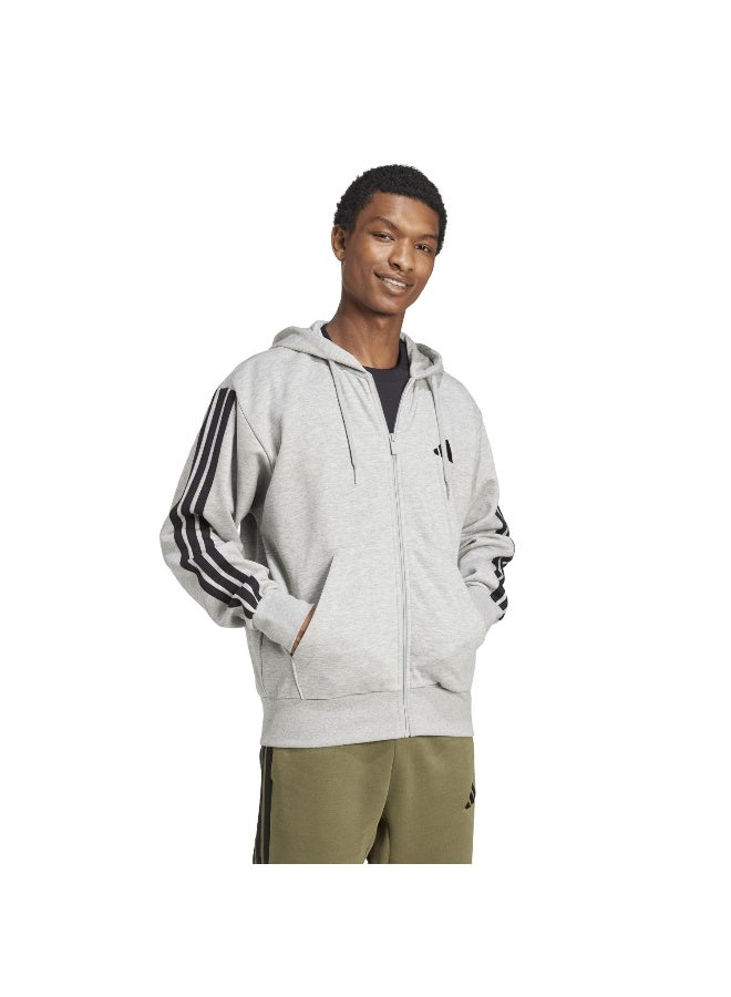 Adidas Adidas M 3S Fl Fz Hd Grey Hooded Track Top Track Tops For Men - Image 4