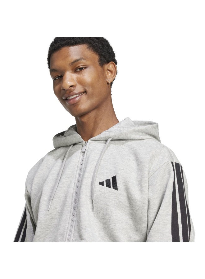 Adidas Adidas M 3S Fl Fz Hd Grey Hooded Track Top Track Tops For Men - Image 5