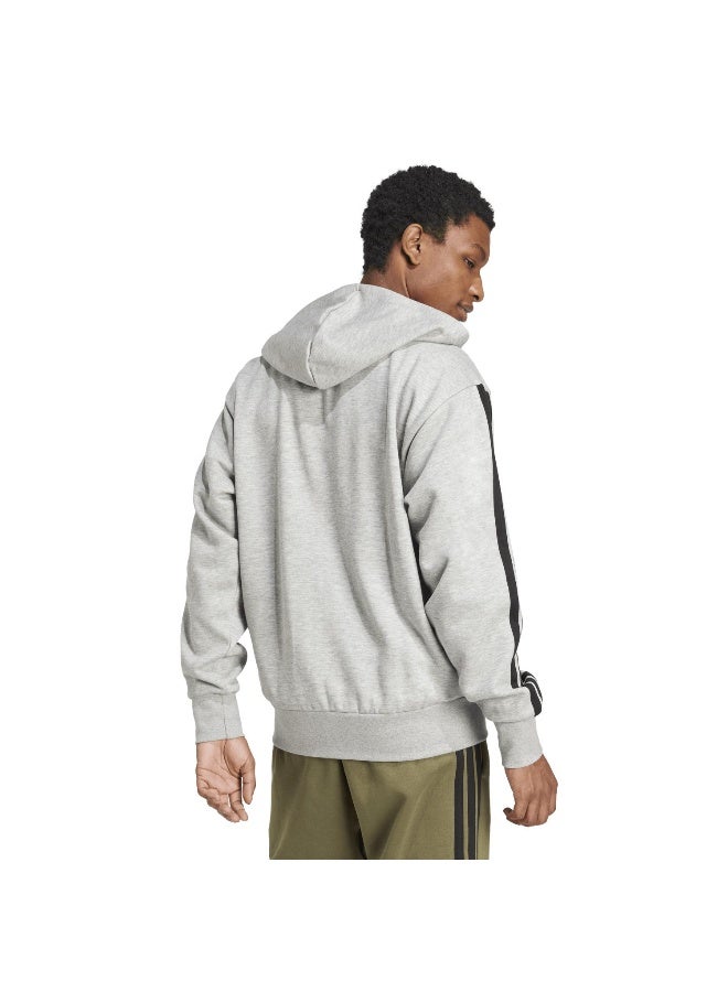 Adidas Adidas M 3S Fl Fz Hd Grey Hooded Track Top Track Tops For Men - Image 3