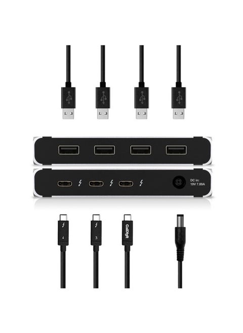 Thunderbolt 4 Element Hub, 4 x Thunderbolt 4 / USB4 (40Gb/s) , 4 x USB-A 3.2 Gen.2 (10Gb/s), 1 x AC Power, Up to 60W  Host Charging