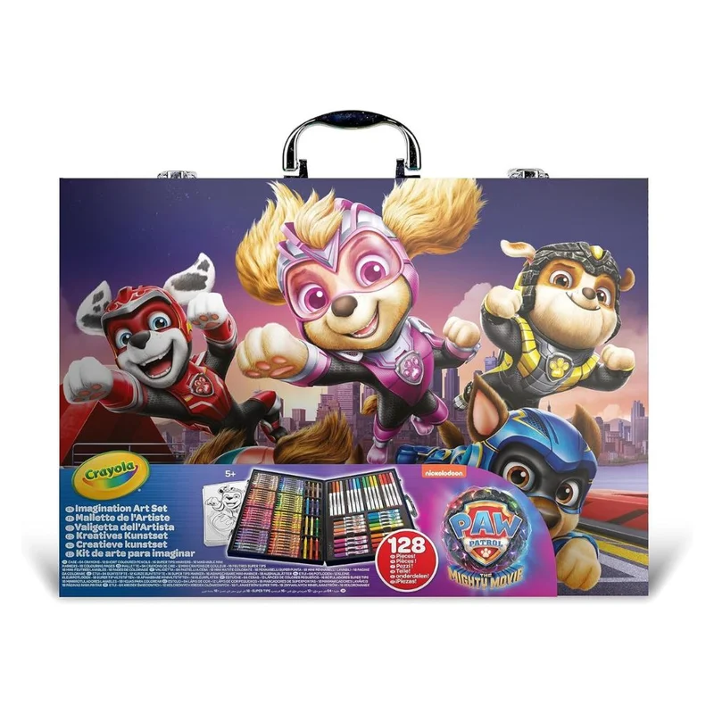 Crayola CRAYOLA - Paw Patrol Mighty Movie Painting Case, Creative Set with 128 Pieces, Felt Tip Pens, Crayons, Wax Pens, Creative Activity and Gift for Children, Ages 5 and Up