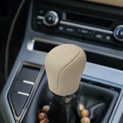 AAKICHI 2Pcs Set Silicone Gear Shift Knob Cover Car Handbrake Cover Anti-Slip Grip Design Universal Silicon Cover For Car (Beige) - Image 5