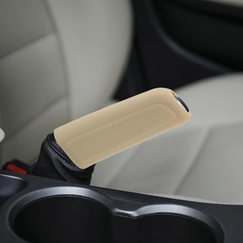 AAKICHI 2Pcs Set Silicone Gear Shift Knob Cover Car Handbrake Cover Anti-Slip Grip Design Universal Silicon Cover For Car (Beige) - Image 2