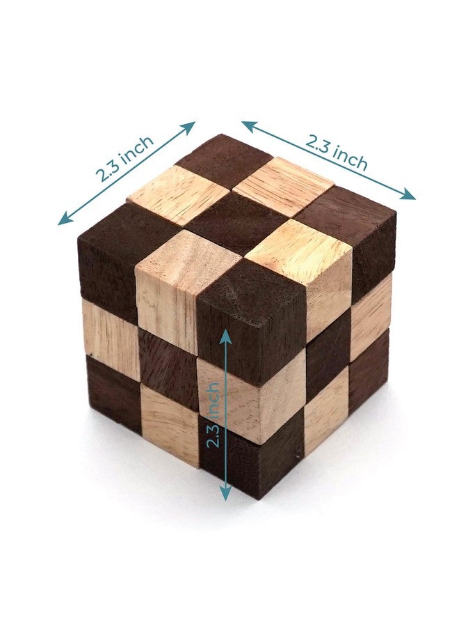 BSIRI Snake Puzzle Cube Classic Games (M Size) - 3D Mind Puzzles for Adults in Hand with Wooden Cube Designs of Magic Game for Educational Brain Games for Kids to Challenges Brain Teasers Puzzles Kids - Image 3