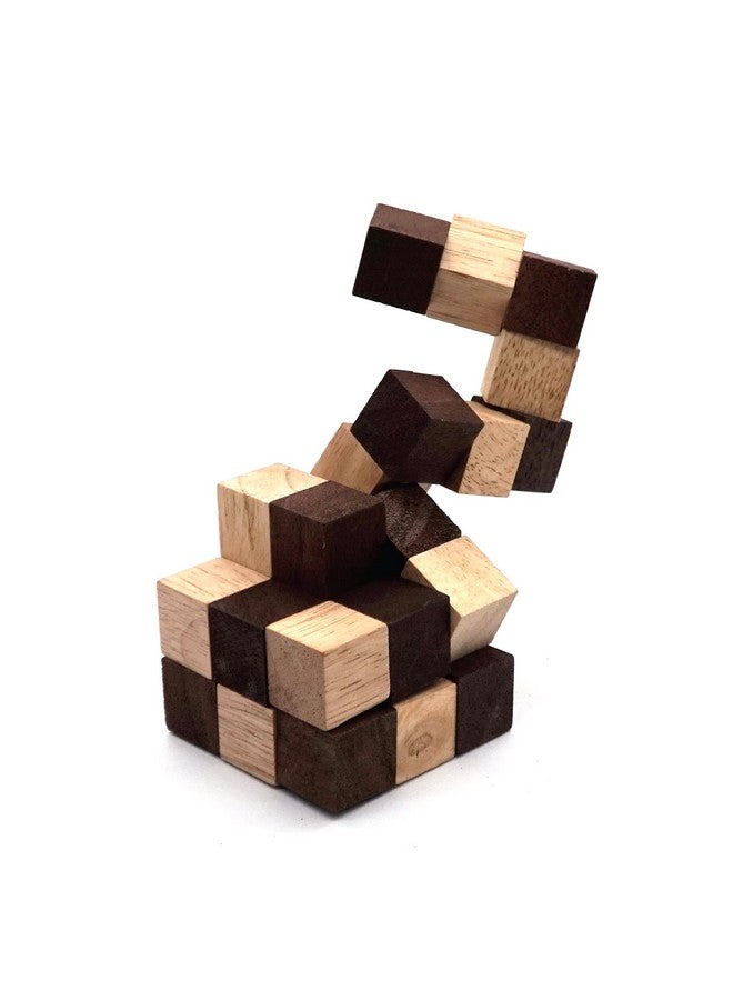 BSIRI Snake Puzzle Cube Classic Games (M Size) - 3D Mind Puzzles for Adults in Hand with Wooden Cube Designs of Magic Game for Educational Brain Games for Kids to Challenges Brain Teasers Puzzles Kids - Image 1