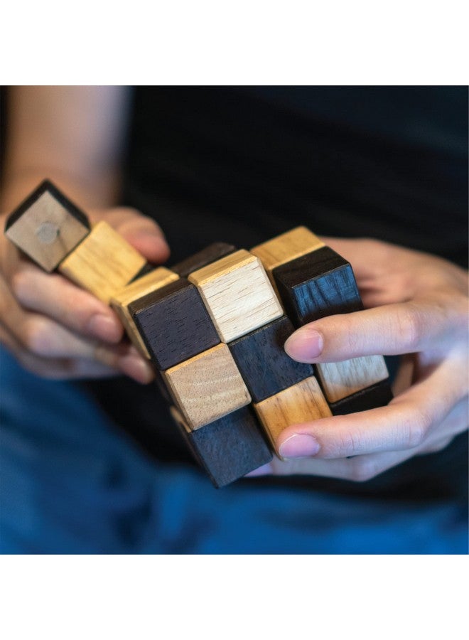 BSIRI Snake Puzzle Cube Classic Games (M Size) - 3D Mind Puzzles for Adults in Hand with Wooden Cube Designs of Magic Game for Educational Brain Games for Kids to Challenges Brain Teasers Puzzles Kids - Image 4