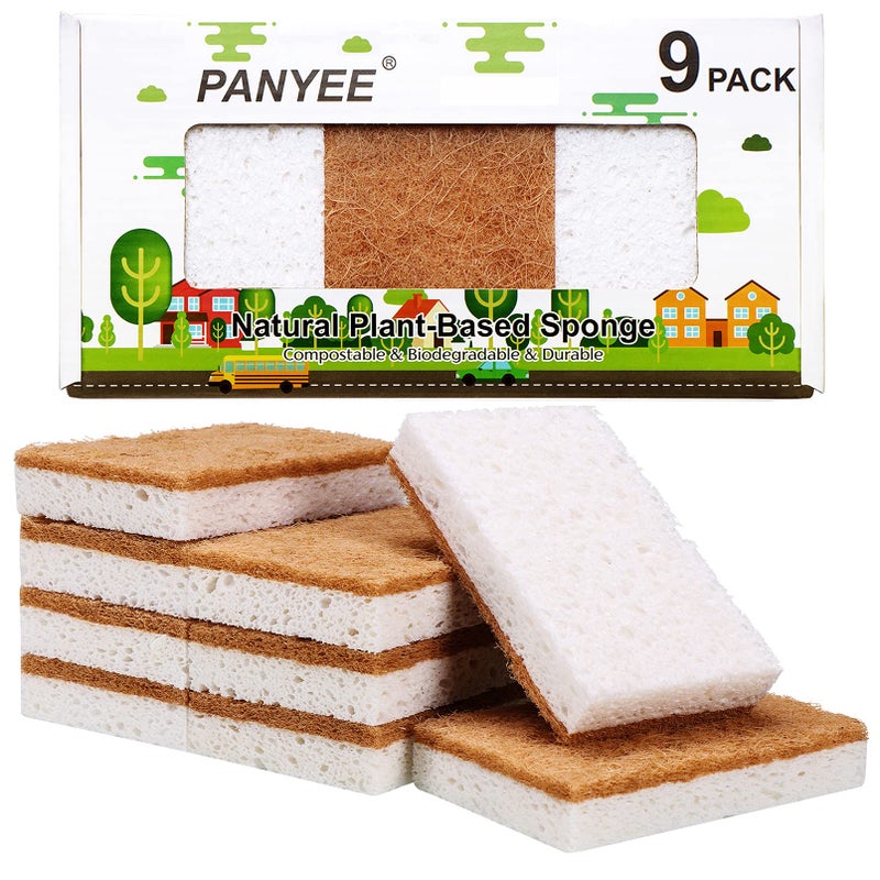 Natural Sponges Kitchen 9PackEco Friendly NonScratch Scrub SpongeBiodegradable Sisal Scrubber with Compostable Dish Sponges for Kitchen Cleaning