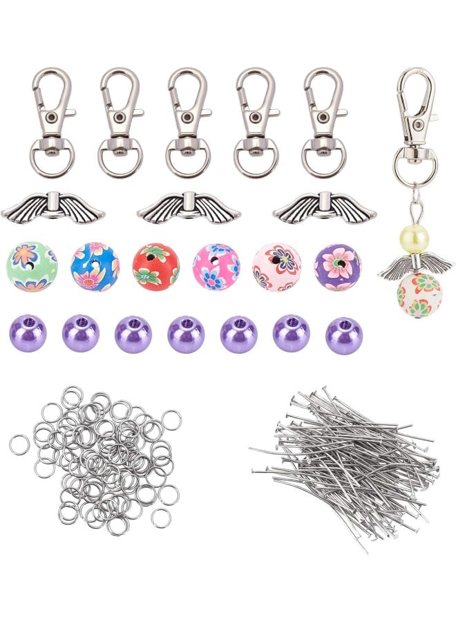 540 قطعة من مجموعات سلسلة المفاتيح ذات طابع الملاك DIY مجموعات سلسلة المفاتيح اليدوية لصنع سلسلة المفاتيح اليدوية، ألوان مختلطة - Image 1