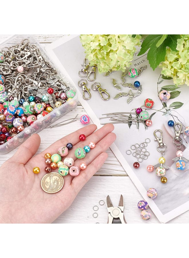 540 قطعة من مجموعات سلسلة المفاتيح ذات طابع الملاك DIY مجموعات سلسلة المفاتيح اليدوية لصنع سلسلة المفاتيح اليدوية، ألوان مختلطة - Image 3
