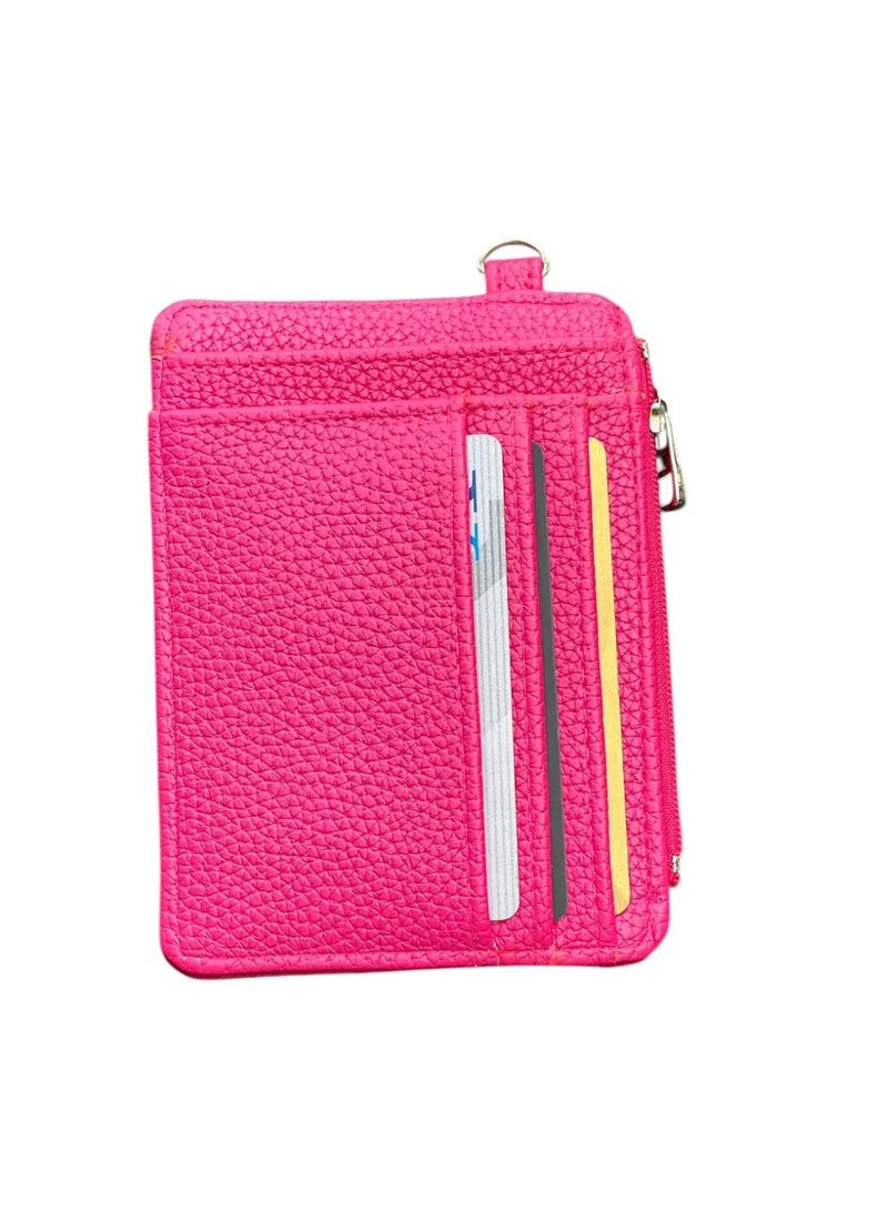 M A Leather Wristlet Wallet, Card Holder with Zip Pocket and Wrist Strap, Pebbled Texture-AL-990 (Fuchsia) - Image 3